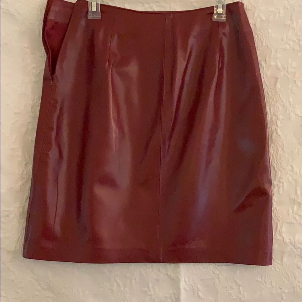 Red leather skirt